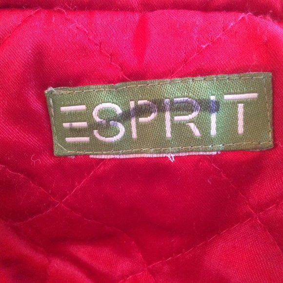 Esprit Red Vintage Velvet Hooded Full Zip Mid-length Jacket Size Medium* - Picture 3 of 7